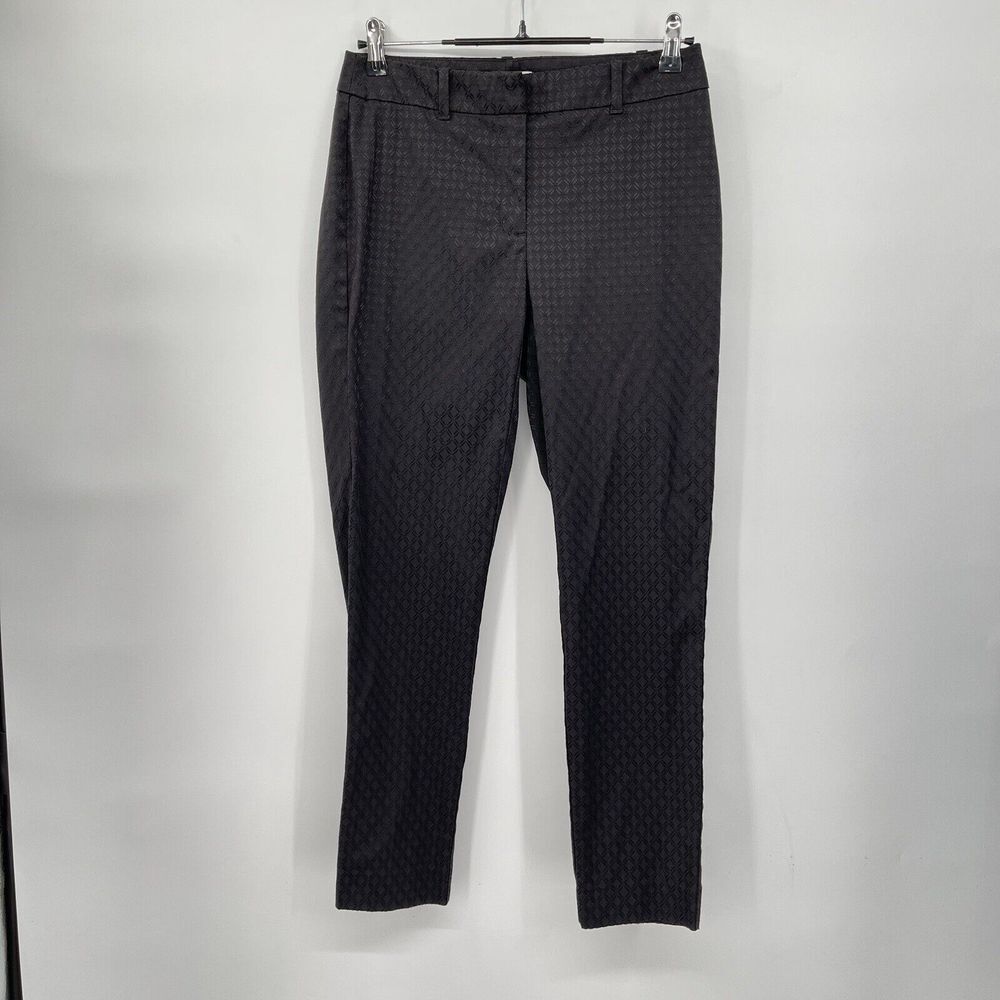 White House Black Market 2 Slim‎ Ankle Pants Womens Black Geometric Jacquard